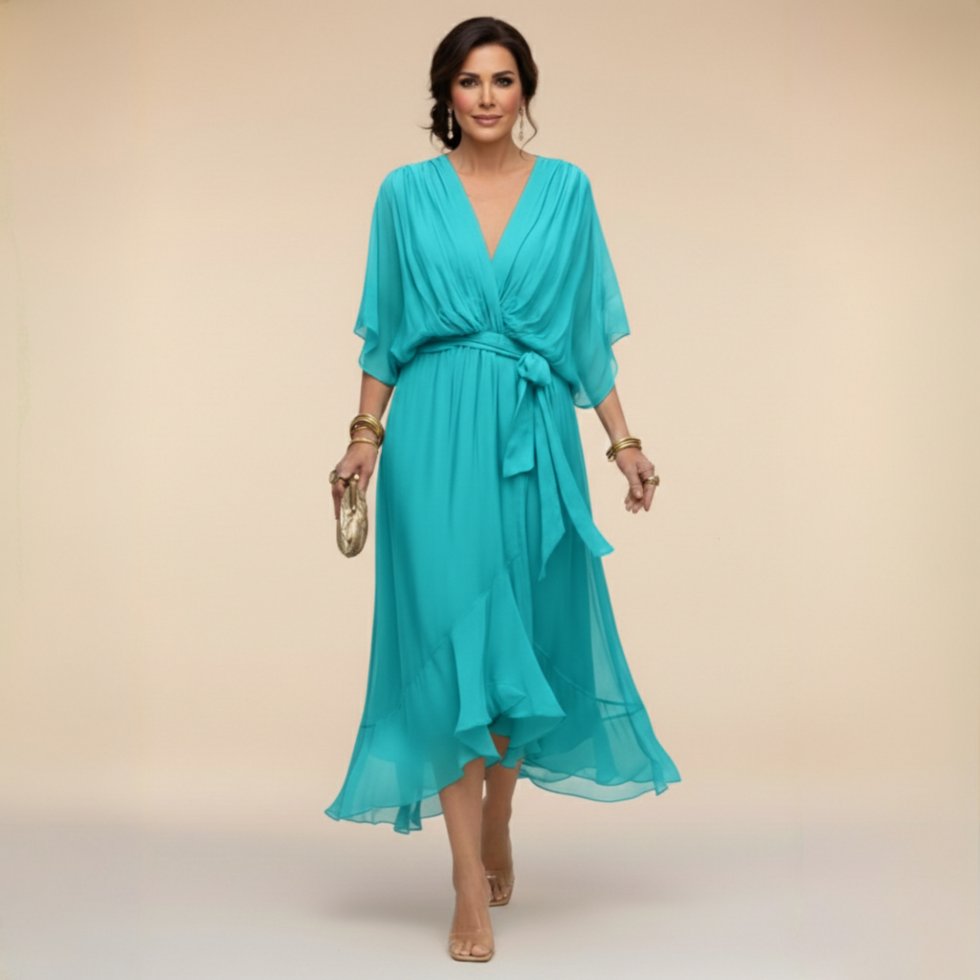 Serena | Elegancka Sukienka Maxi z Dekoltem V