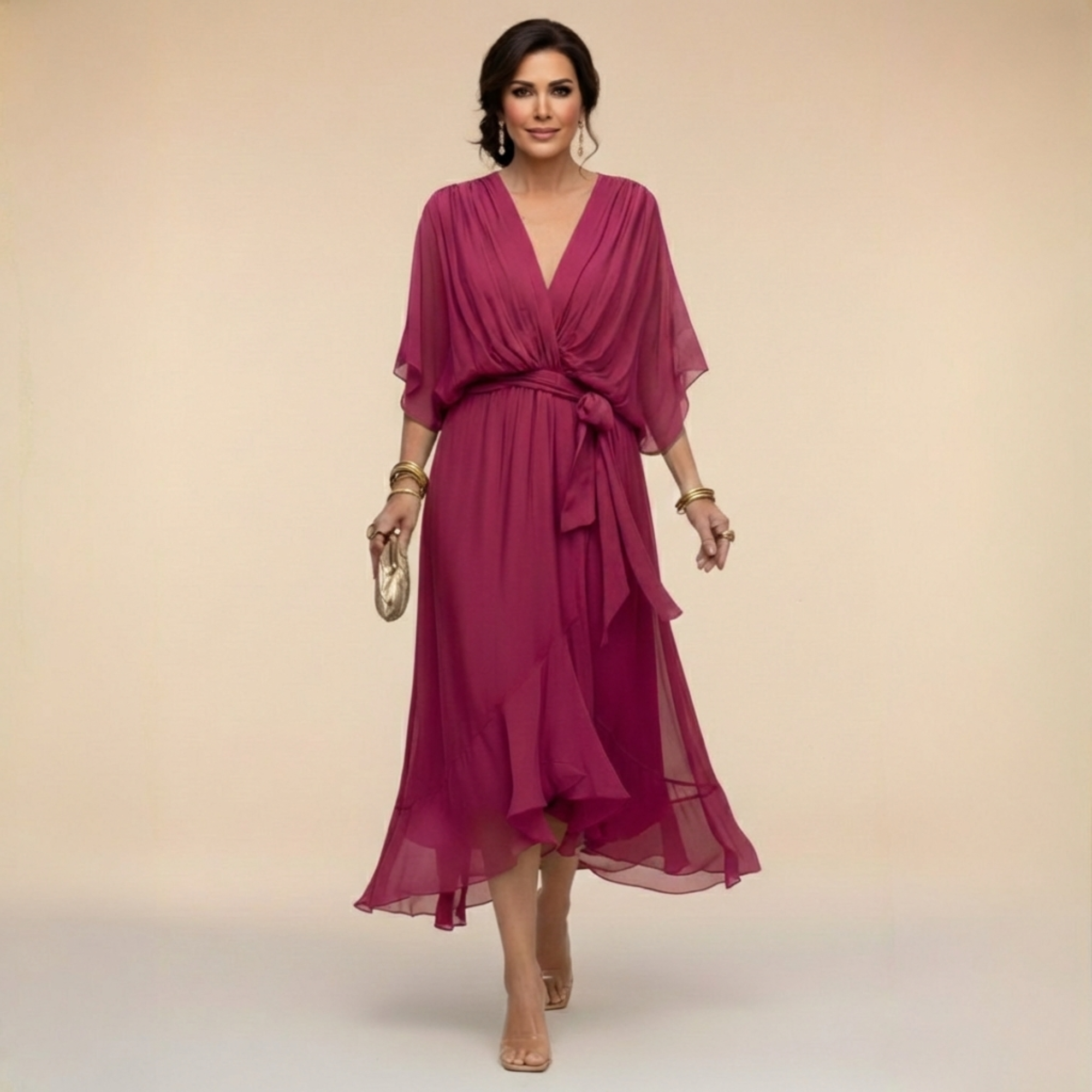 Serena | Elegancka Sukienka Maxi z Dekoltem V