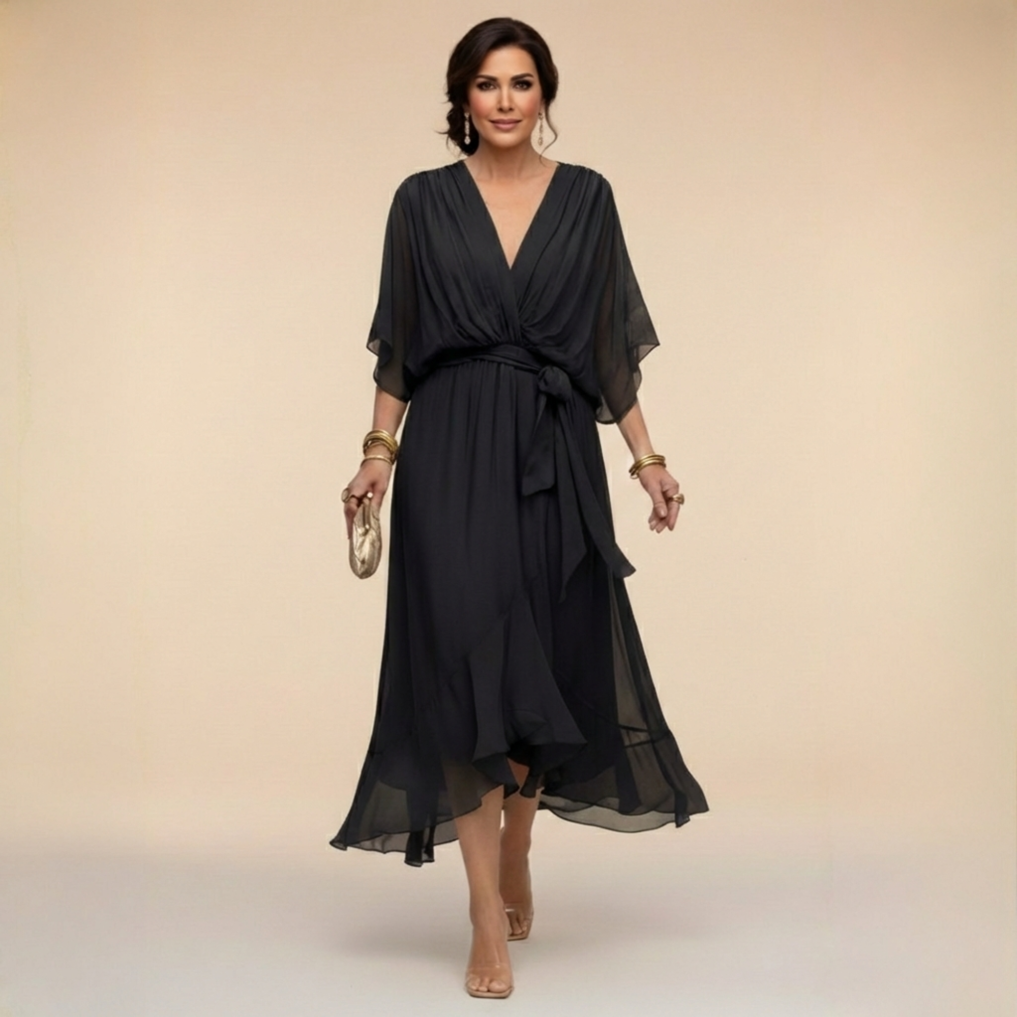 Serena | Elegancka Sukienka Maxi z Dekoltem V