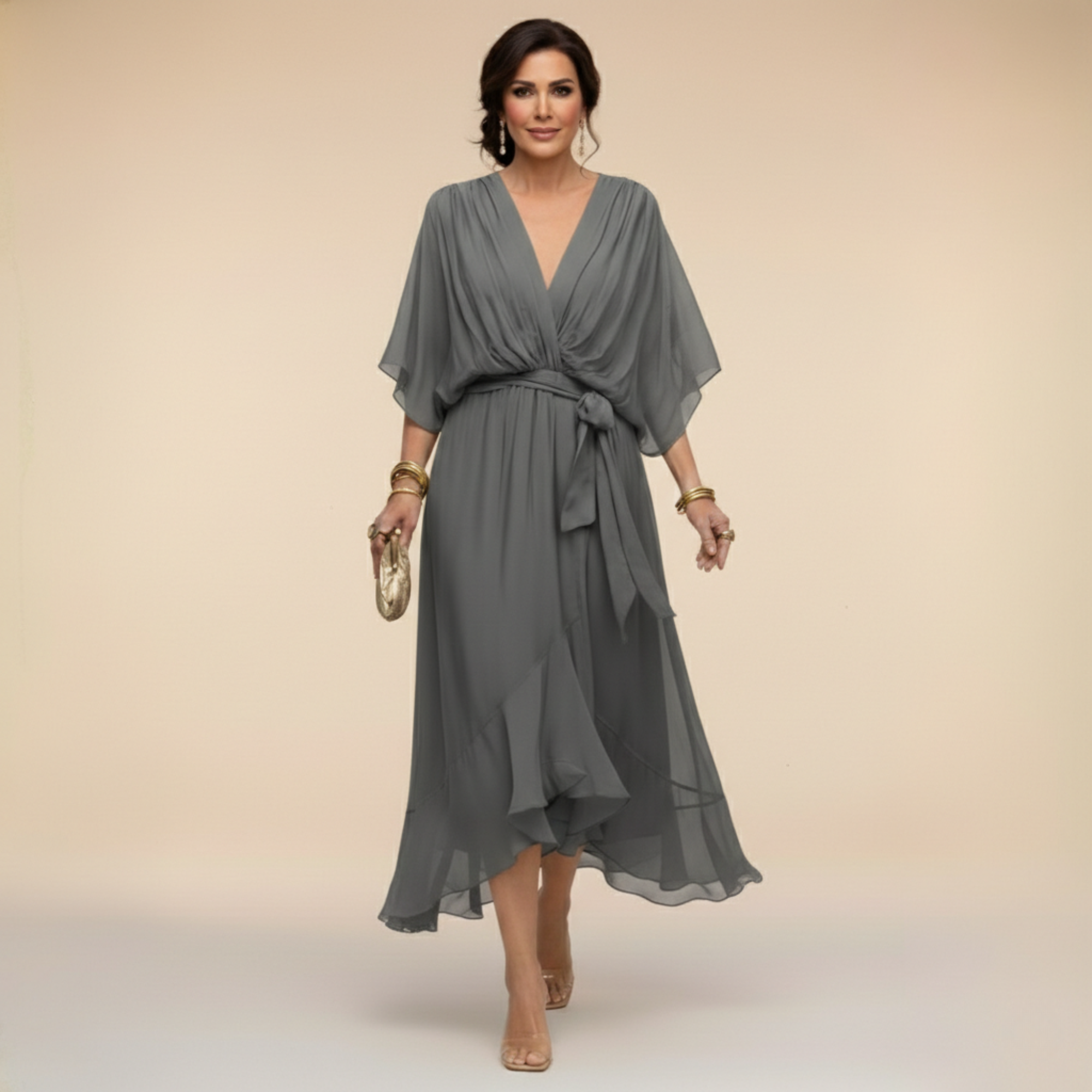 Serena | Elegancka Sukienka Maxi z Dekoltem V
