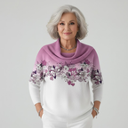 Alora | Kwiatowy sweter z miękkim dekoltem