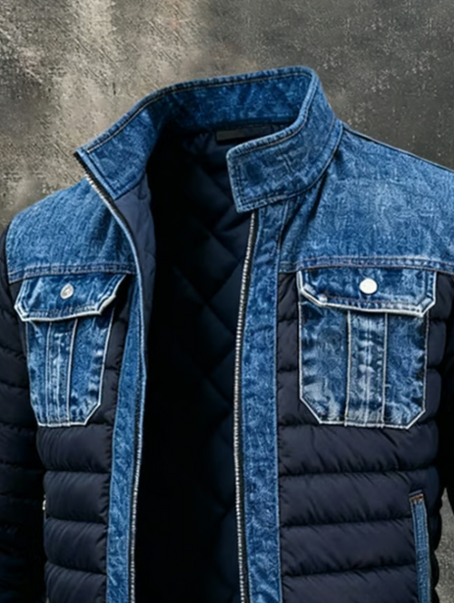 PATRYK™ | KURTKA QUILTOWANA Z WYSZUKANYMI SZCZEGÓŁAMI DENIM