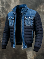 PATRYK™ | KURTKA QUILTOWANA Z WYSZUKANYMI SZCZEGÓŁAMI DENIM
