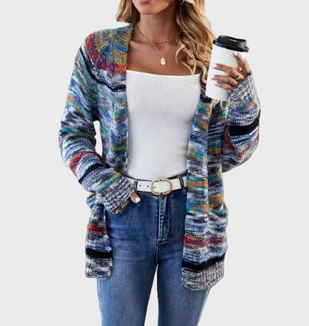 Elora | Wielokolorowy Sweter z Dzianiny